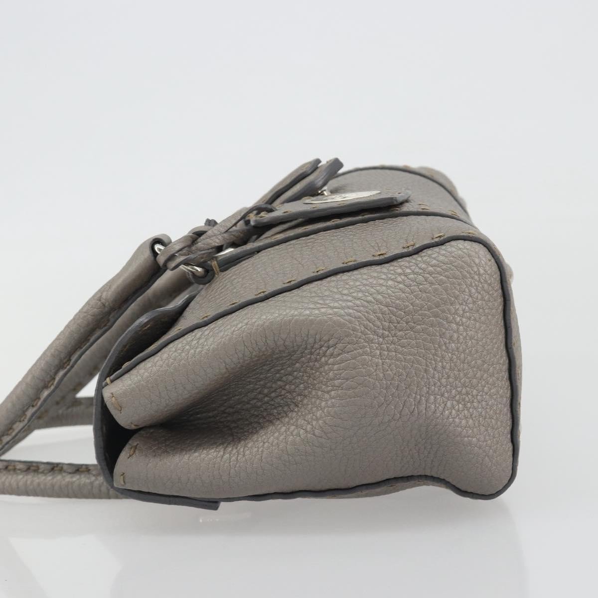 Fendi Selleria Linda Satchel Pebbled Leather Mini Grijs