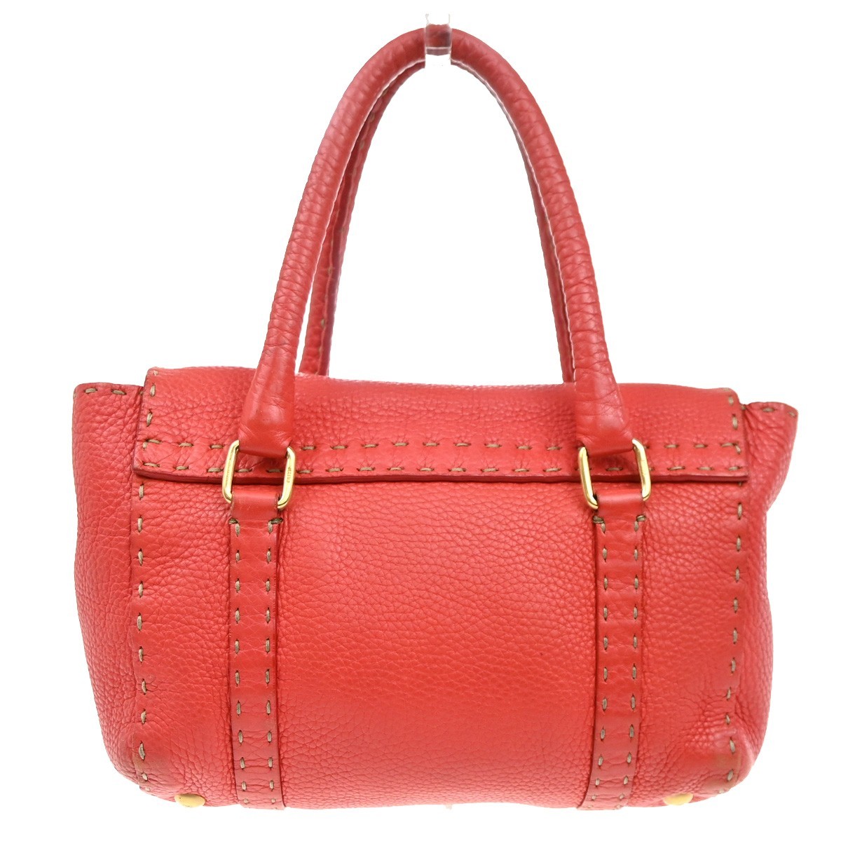 Fendi Fendi Selleria Linda Satchel Pebbled Leather Mini Rood