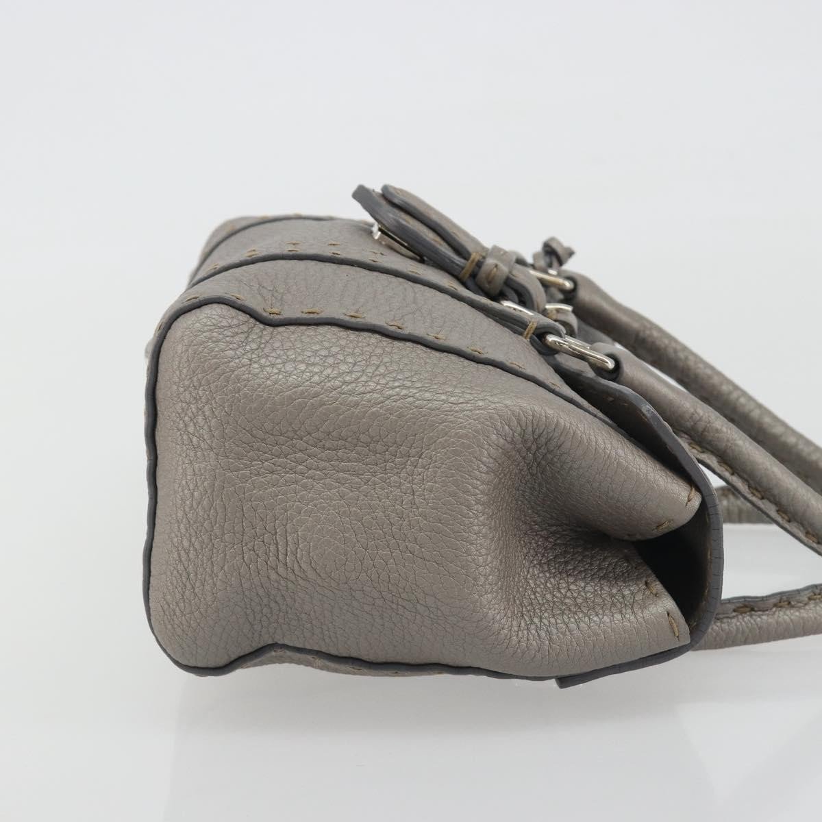Fendi Selleria Linda Satchel Pebbled Leather Mini Grijs