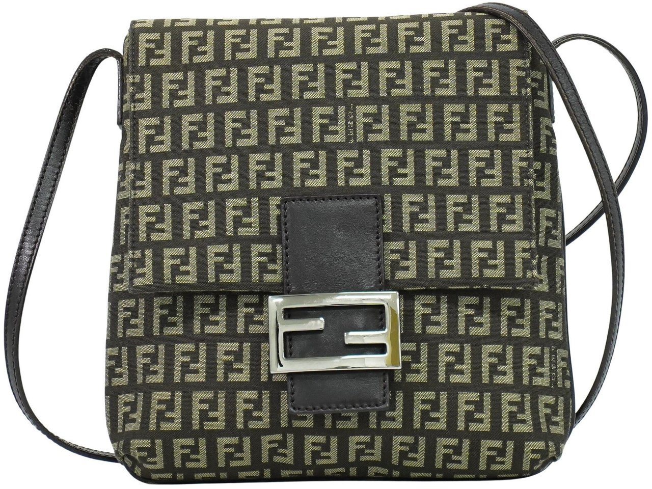 Fendi Fendi Mamma Baguette Shoulder Bag Canvas Bruin