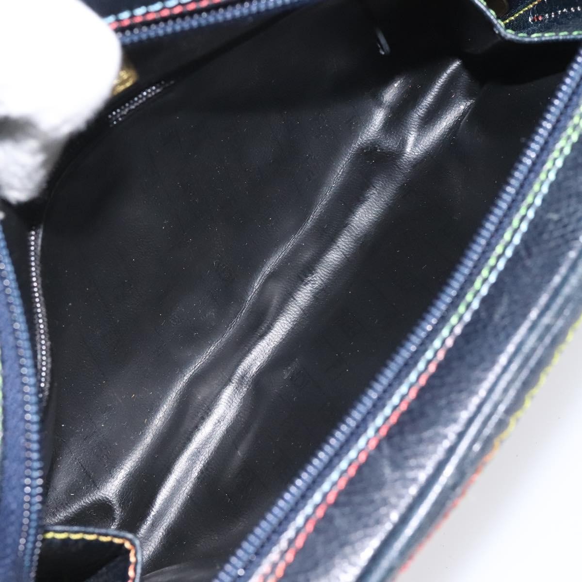 Fendi Fendi Vintage Zip Crossbody Bag Leather Navy