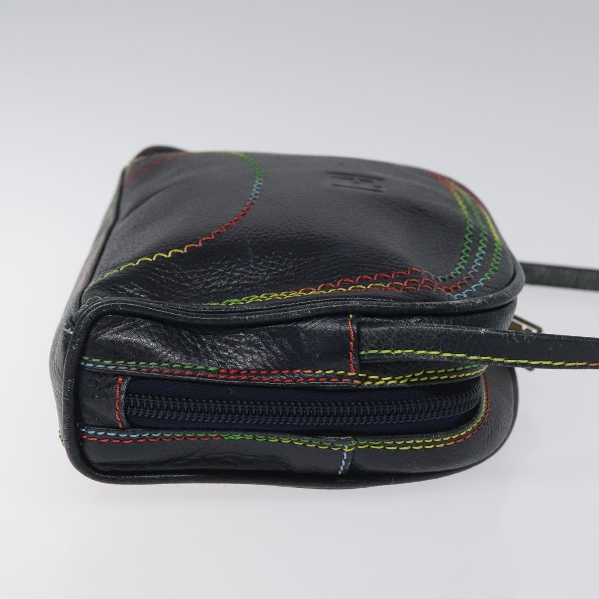 Fendi Fendi Vintage Zip Crossbody Bag Leather Navy