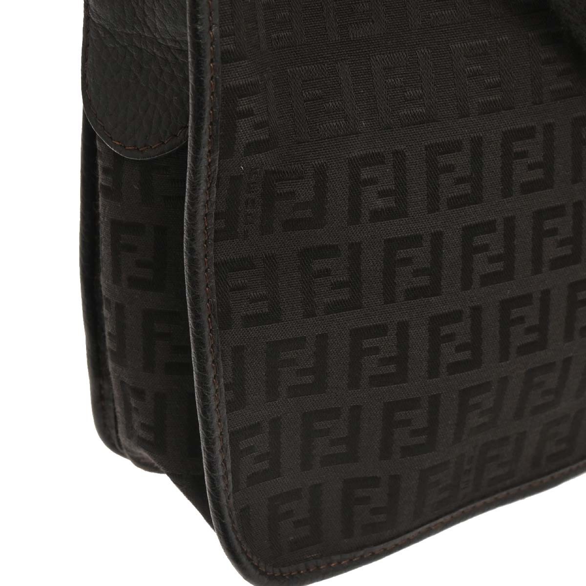 Fendi Fendi Vintage F Charm Messenger Bag Zucchino Canvas Small Zwart