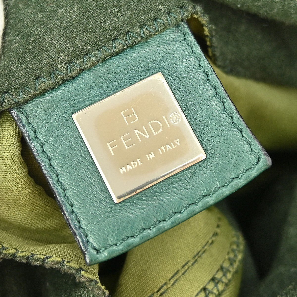 Fendi Fendi Vintage Flap Shoulder Bag Zucchino Canvas with Leather Medium Groen