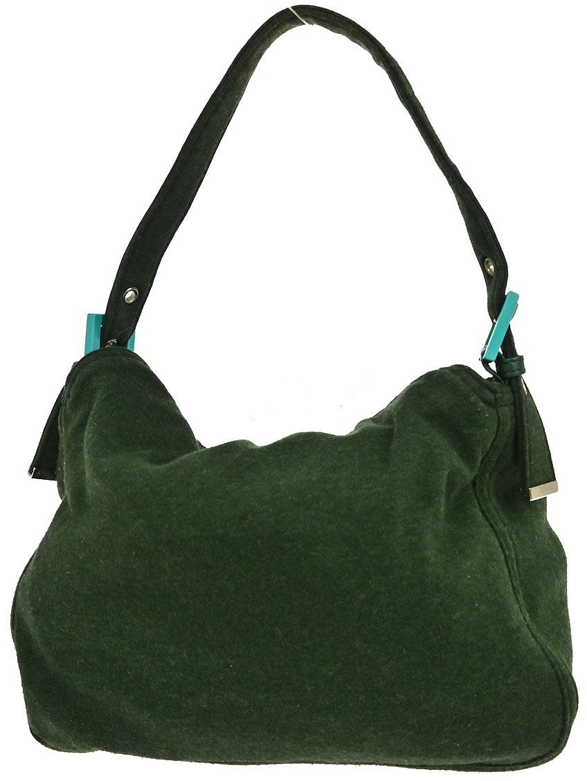 Fendi Fendi Vintage Flap Shoulder Bag Zucchino Canvas with Leather Medium Groen