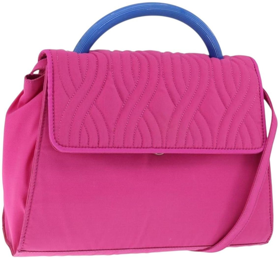 Fendi Fendi Top Handle Flap Bag Nylon Roze
