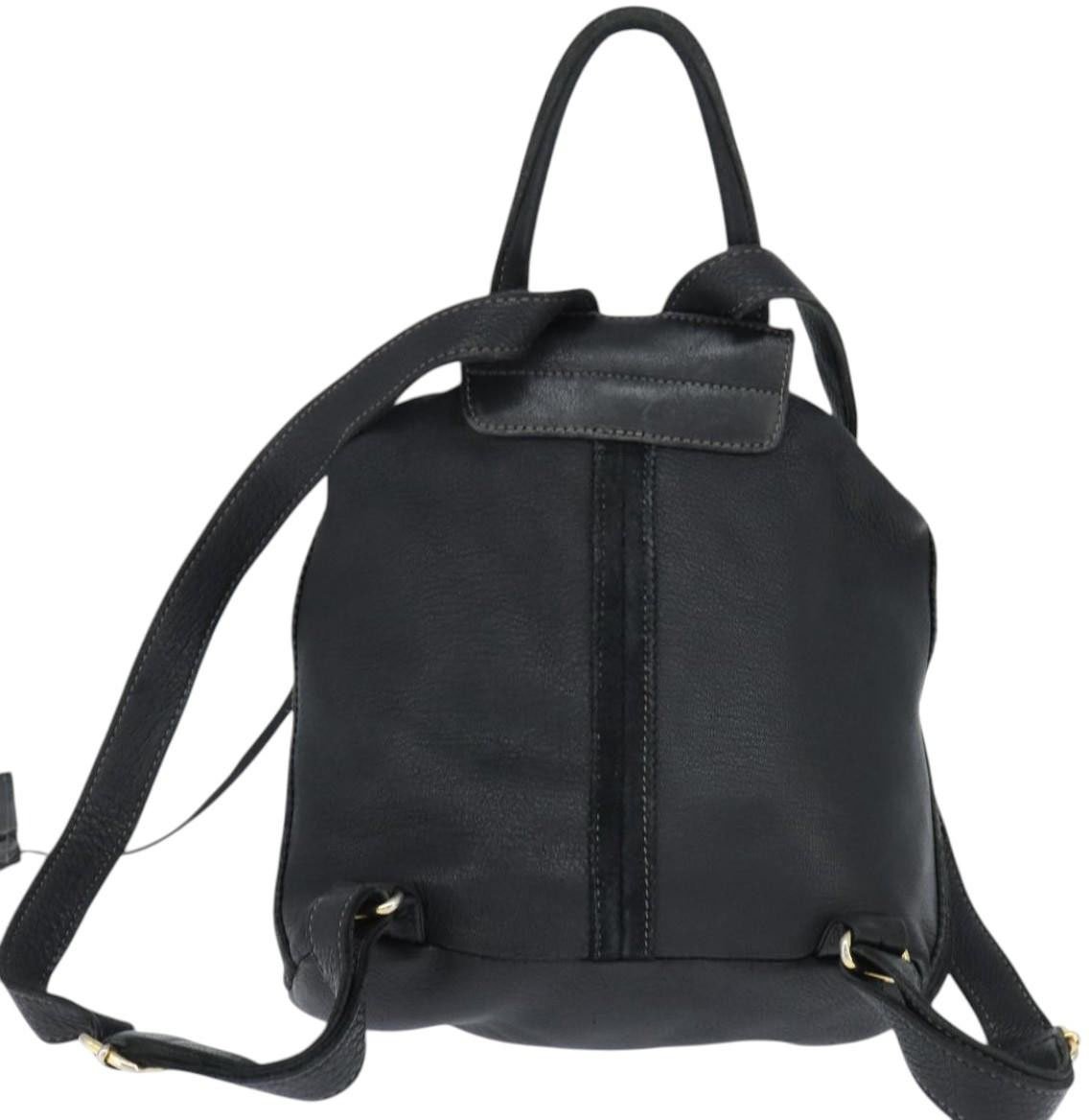 Fendi Fendi Logo Flap Drawstring Backpack Leather Zwart