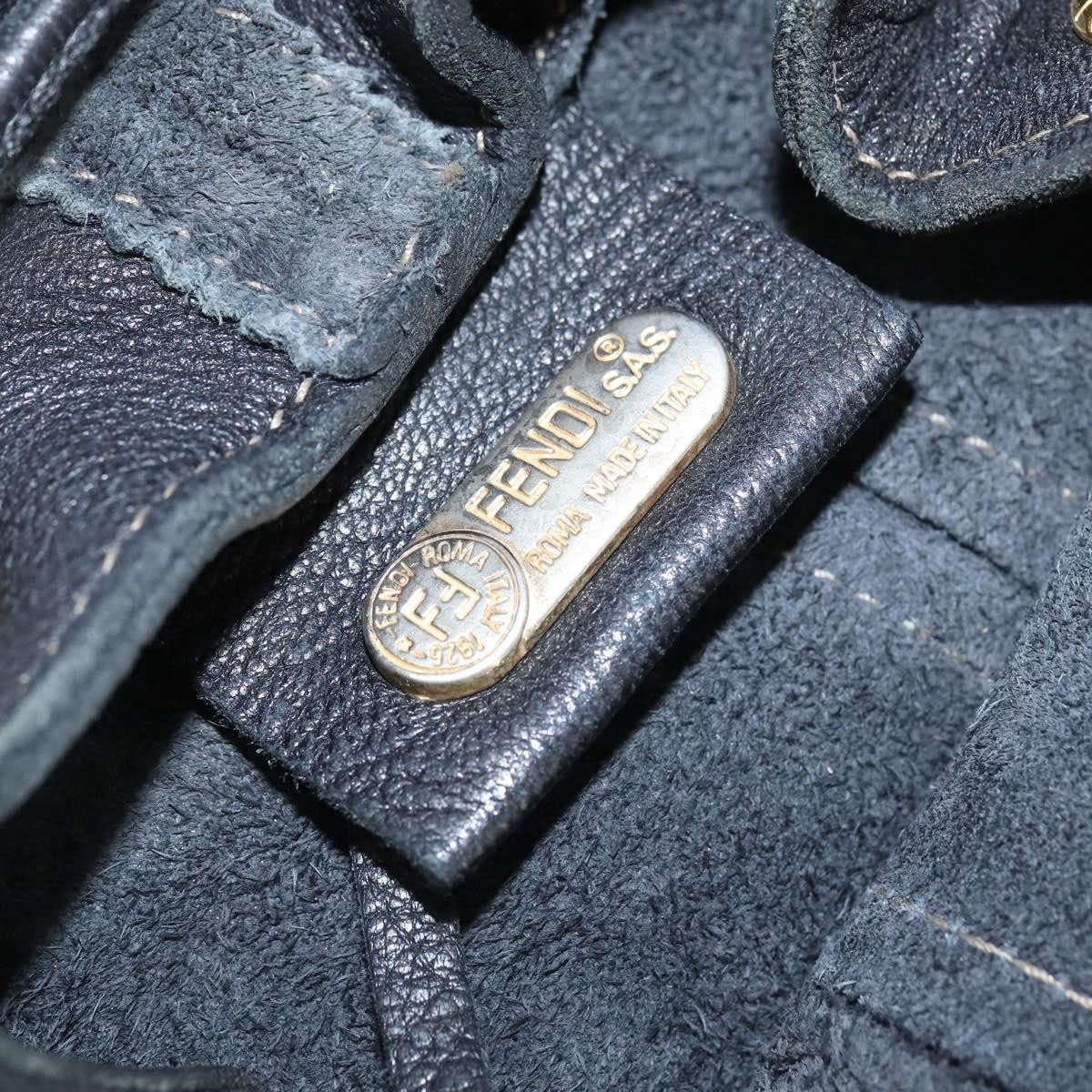 Fendi Fendi Logo Flap Drawstring Backpack Leather Zwart