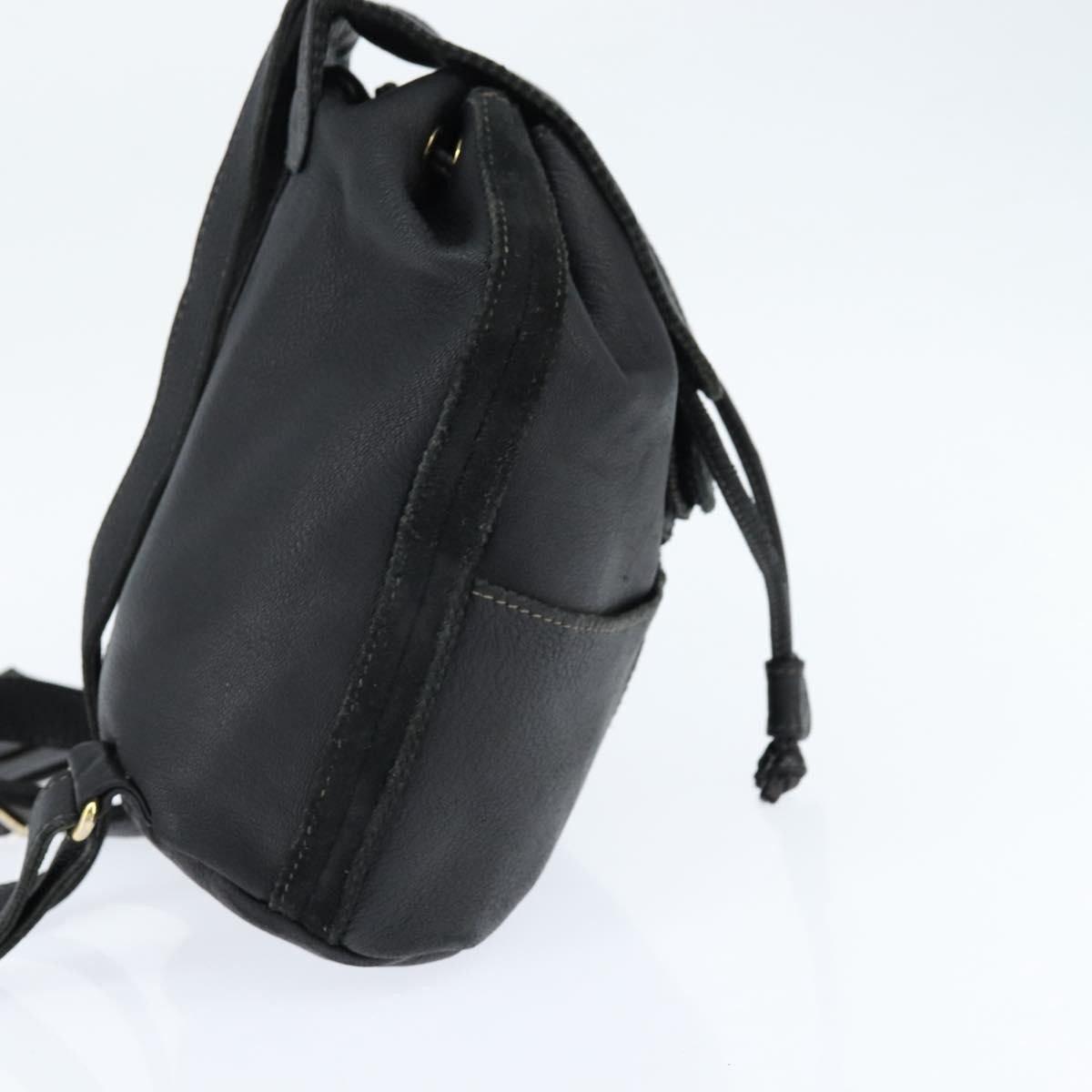 Fendi Fendi Logo Flap Drawstring Backpack Leather Zwart