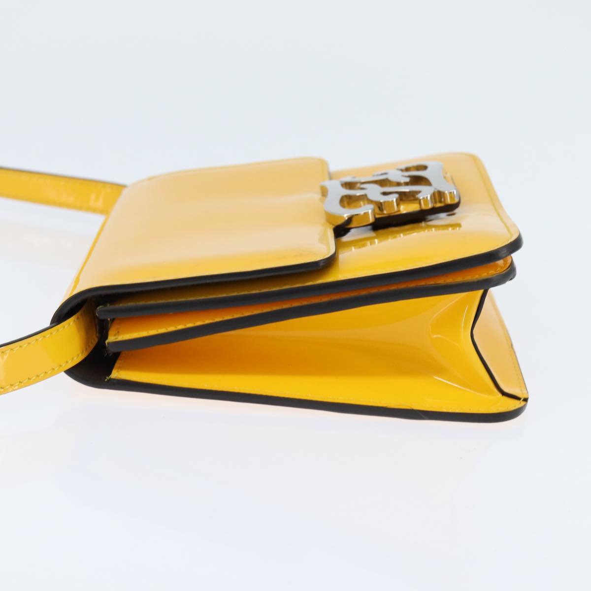 Fendi Fendi Curligraphy Shoulder Enamel Yellow Silver small Geel