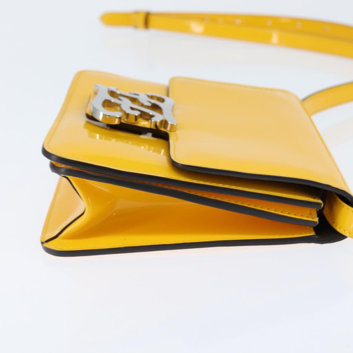 Fendi Fendi Curligraphy Shoulder Enamel Yellow Silver small Geel