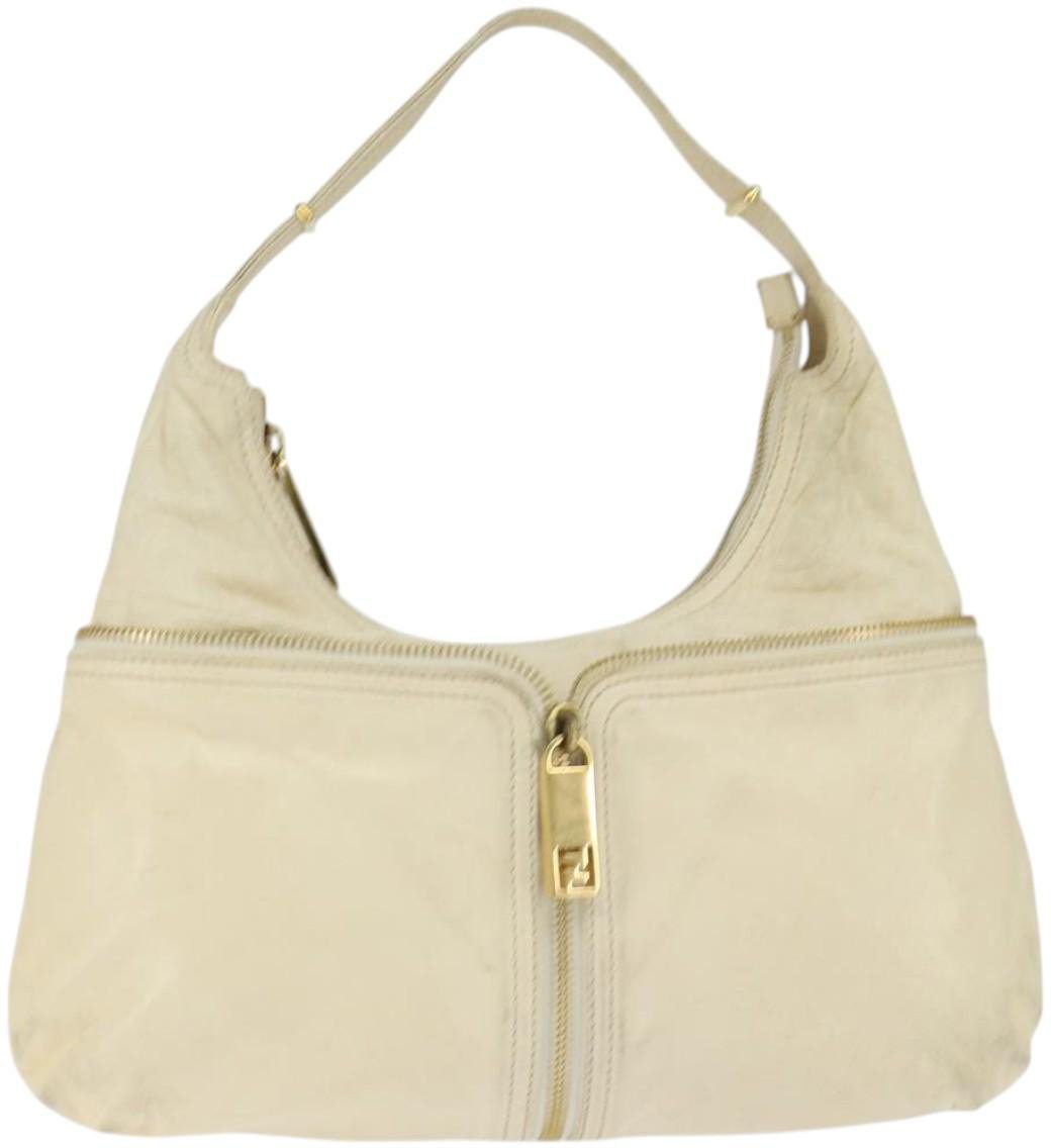 Fendi Zip hobo leather medium Beige