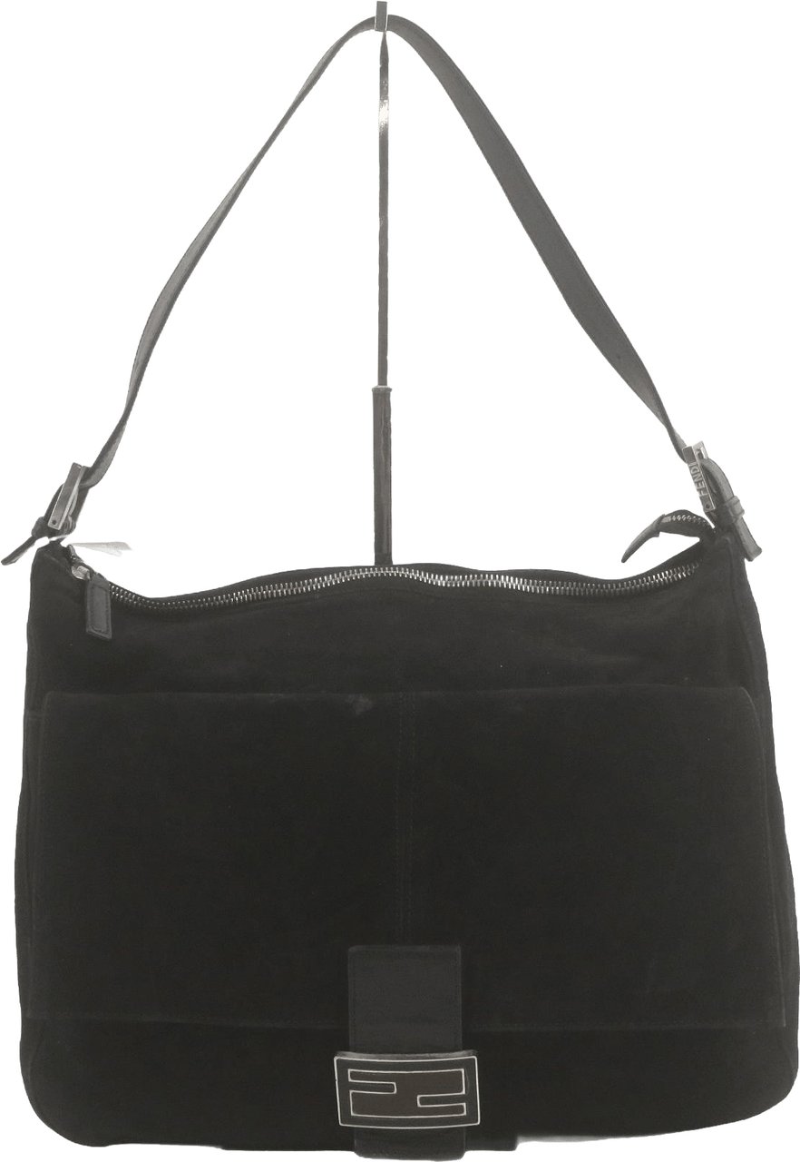 Fendi FENDI BAGUETTE SUEDE Suede noir Large Zwart