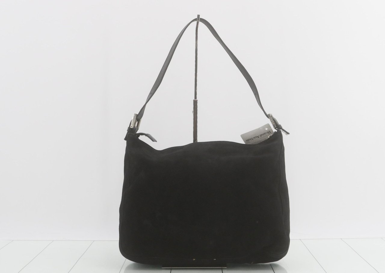 Fendi FENDI BAGUETTE SUEDE Suede noir Large Zwart