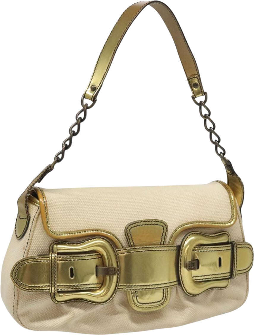 Fendi Fendi Chain Baguette Patent Beige