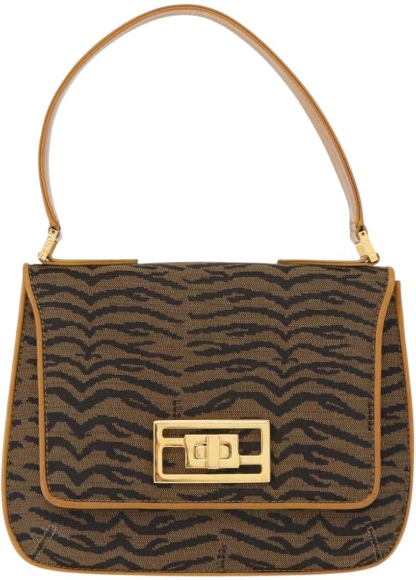 Fendi Fendi Vintage Tiger Print Shoulder Bag Canvas medium Bruin
