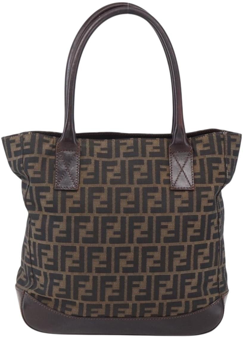 Fendi Fendi Vintage Open Tote Zucca Canvas with Leather Large Zwart
