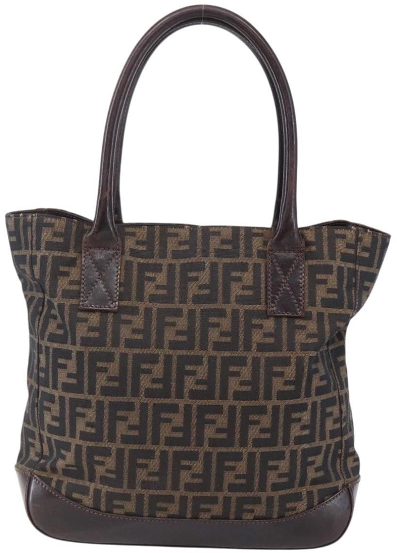 Fendi Fendi Vintage Open Tote Zucca Canvas with Leather Large Zwart