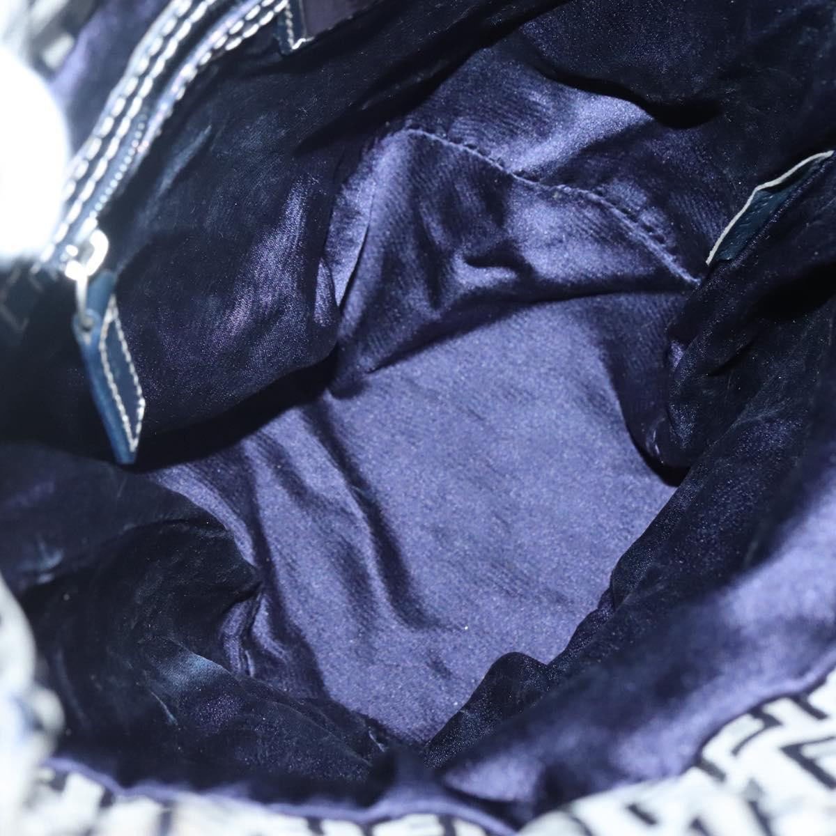 Fendi Fendi FF Logo Mon Tresor Bucket Bag Printed Shearling with Leather Mini Navy