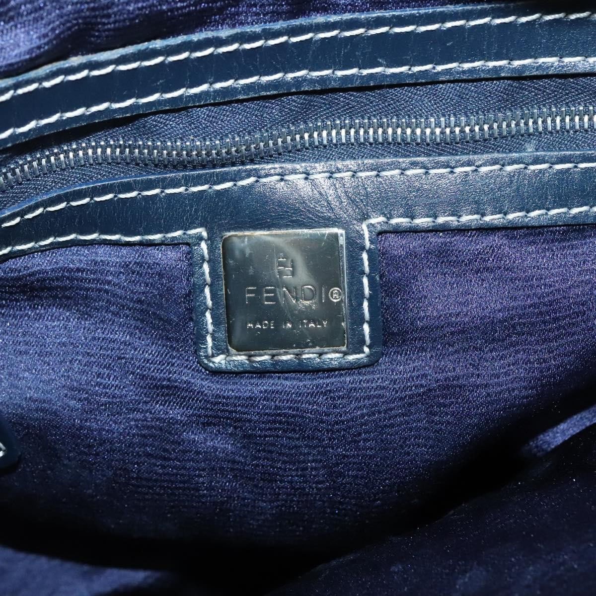 Fendi Fendi FF Logo Mon Tresor Bucket Bag Printed Shearling with Leather Mini Navy