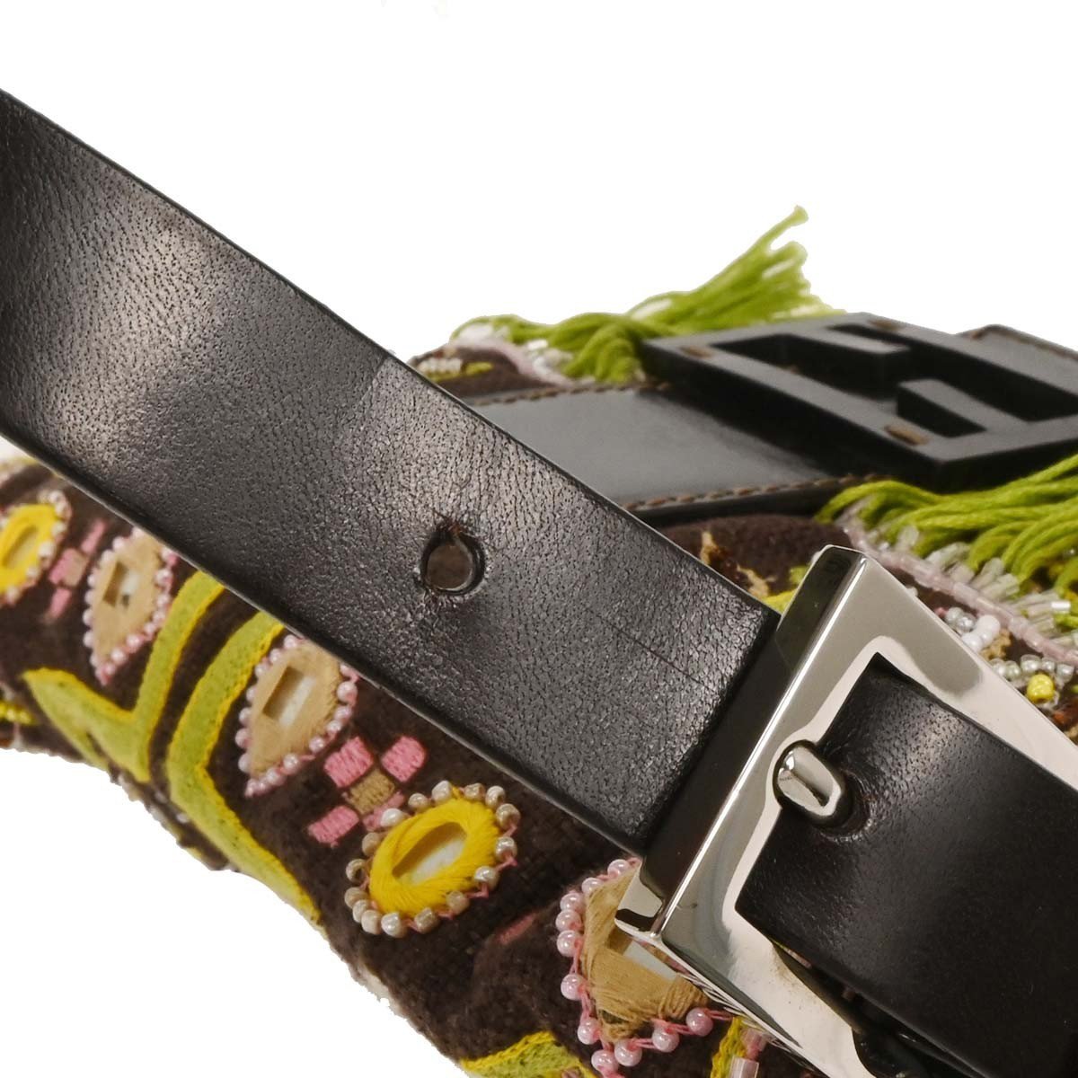 Fendi Fendi Vintage Baguette Shoulder Bag Embellished Denim Medium Bruin