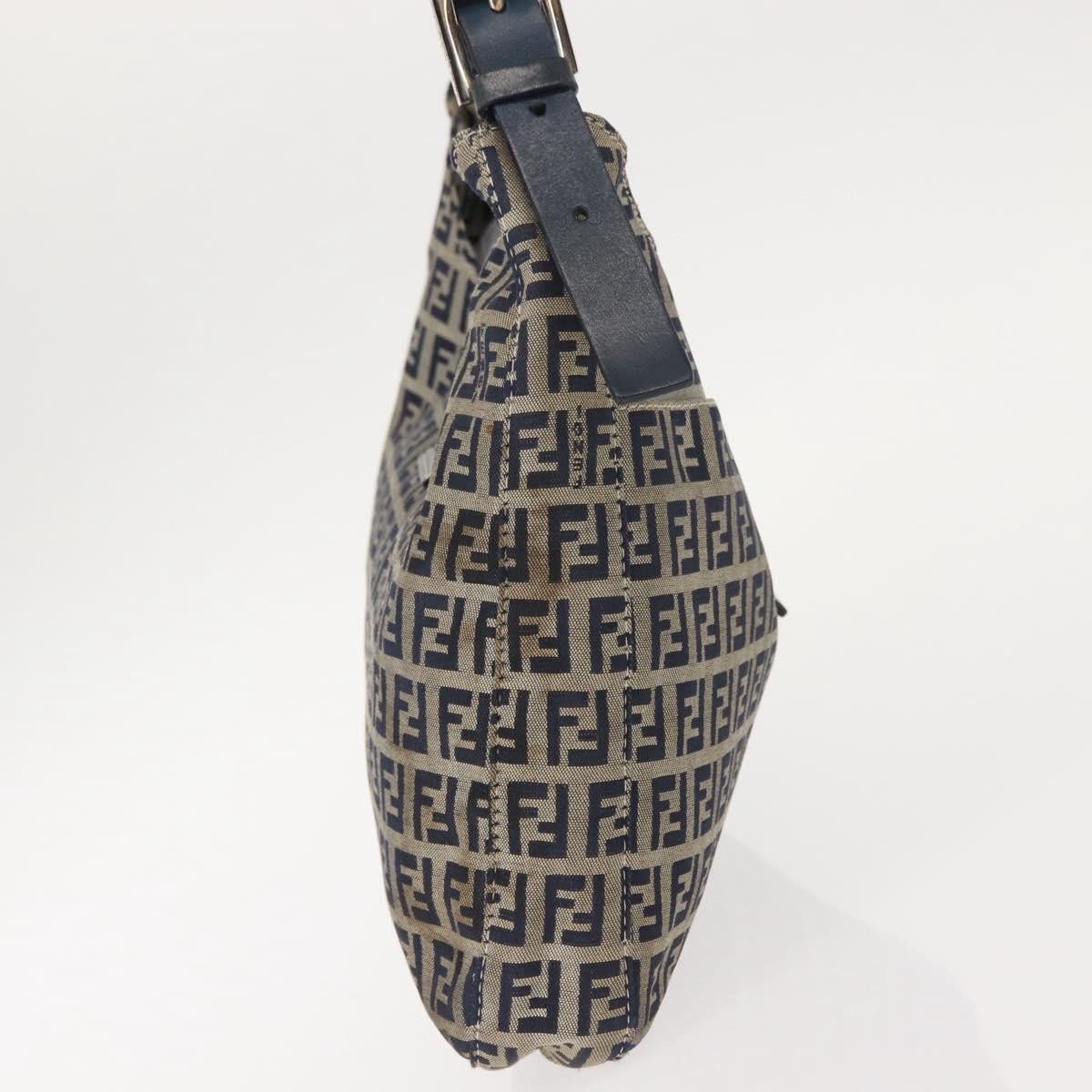 Fendi Fendi Belted Flap Shoulder Bag Zucchino Coated Canvas Small Navy
