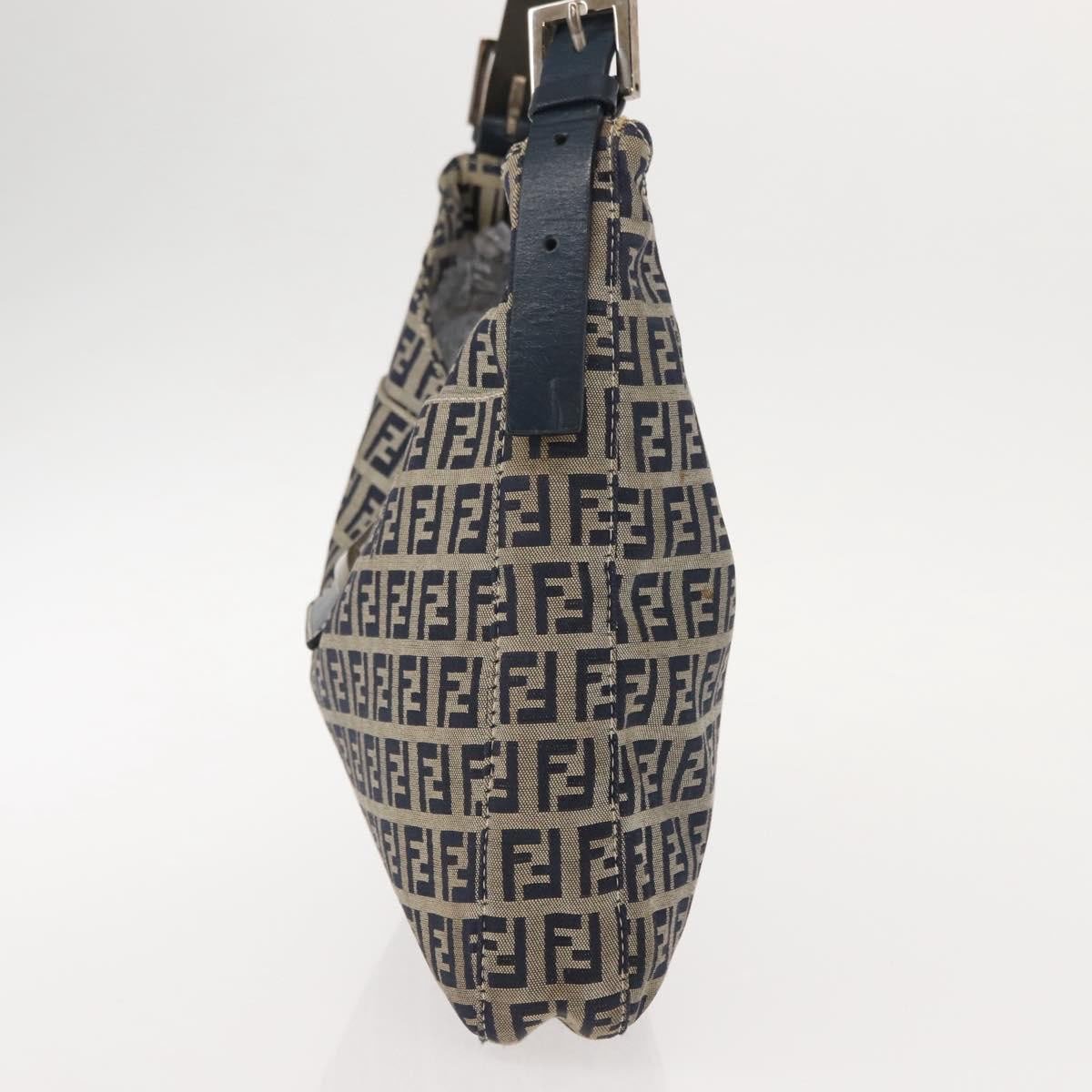Fendi Fendi Belted Flap Shoulder Bag Zucchino Coated Canvas Small Navy