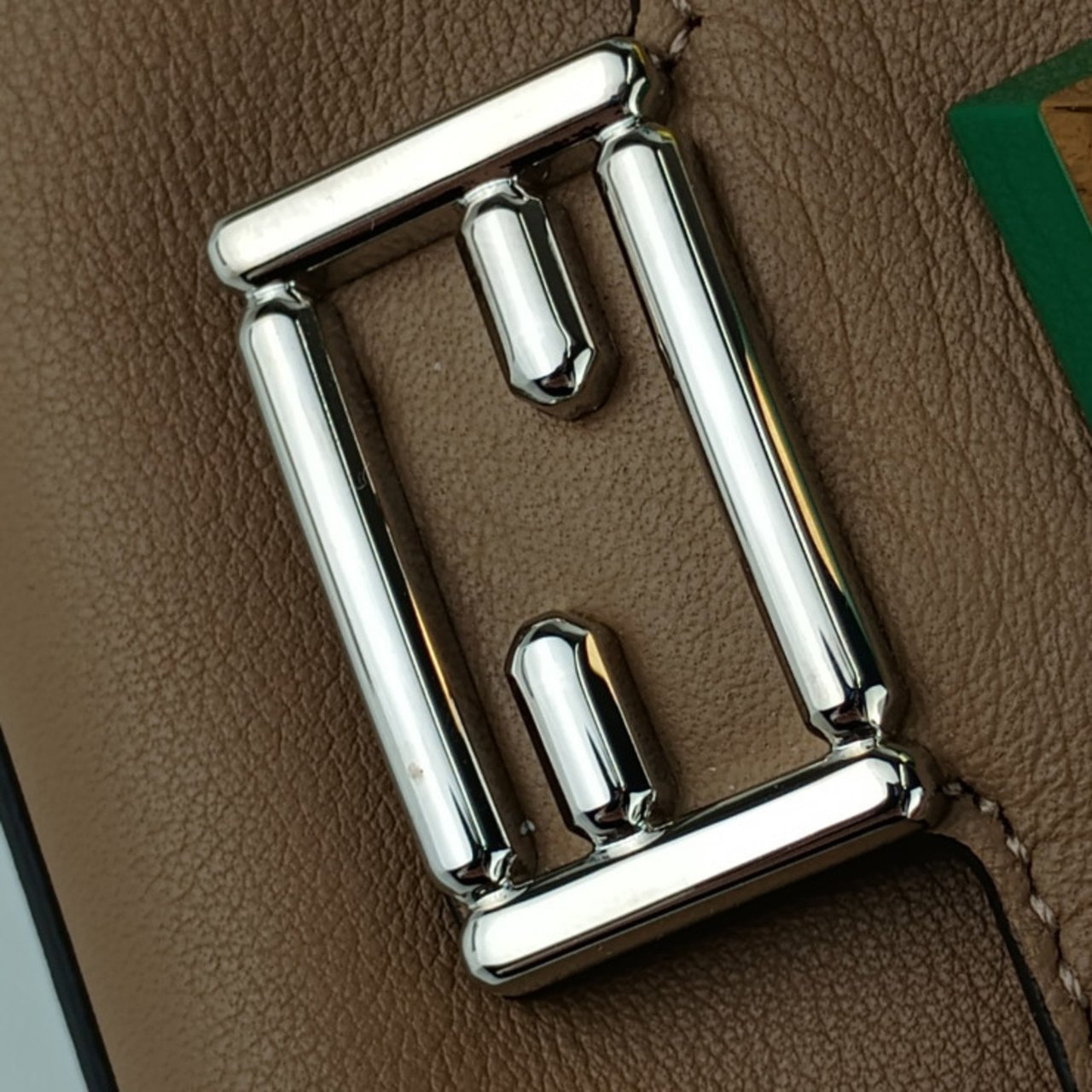 Fendi Chain Baguette Charm Bag Leather Nano Beige
