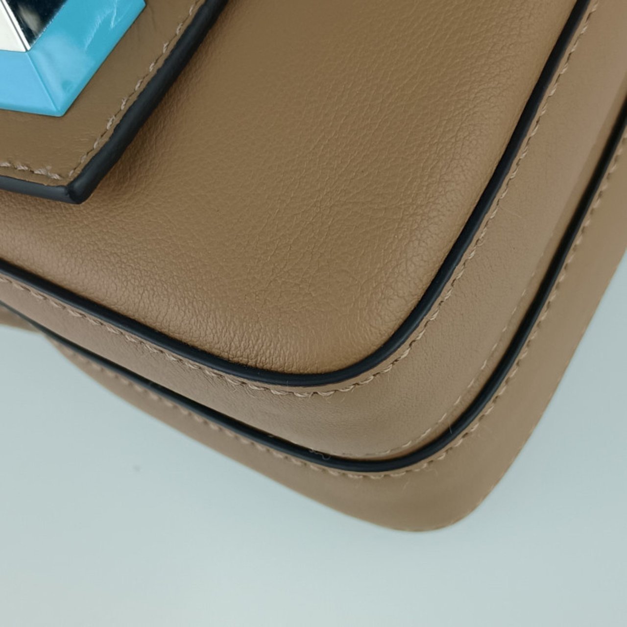 Fendi Fendi Chain Baguette Charm Bag Leather Nano Beige