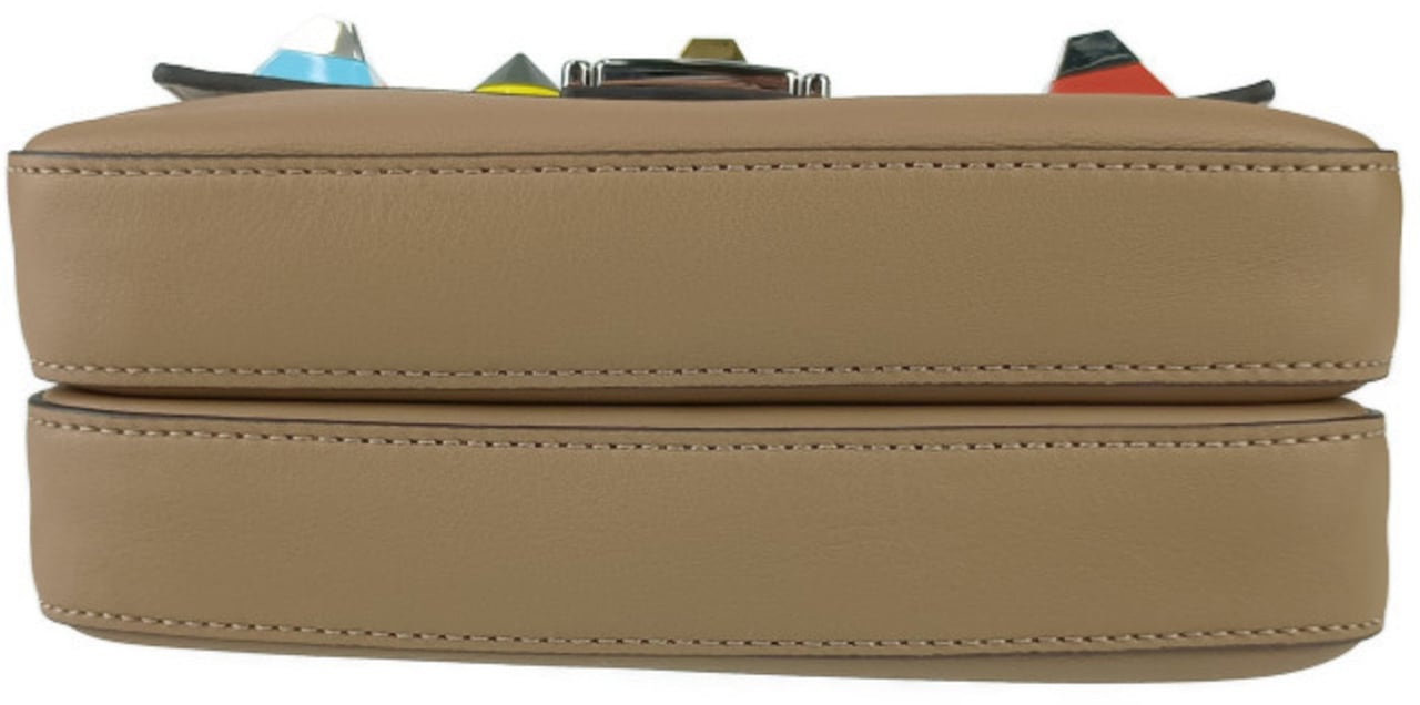 Fendi Fendi Chain Baguette Charm Bag Leather Nano Beige