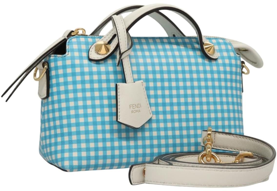 Fendi Fendi By The Way Satchel Printed Leather Small Blauw