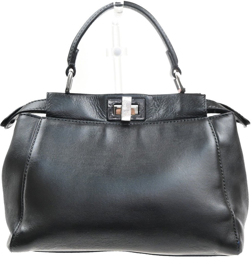 Fendi Fendi FENDI Peekaboo logo cuir leather mini Zwart