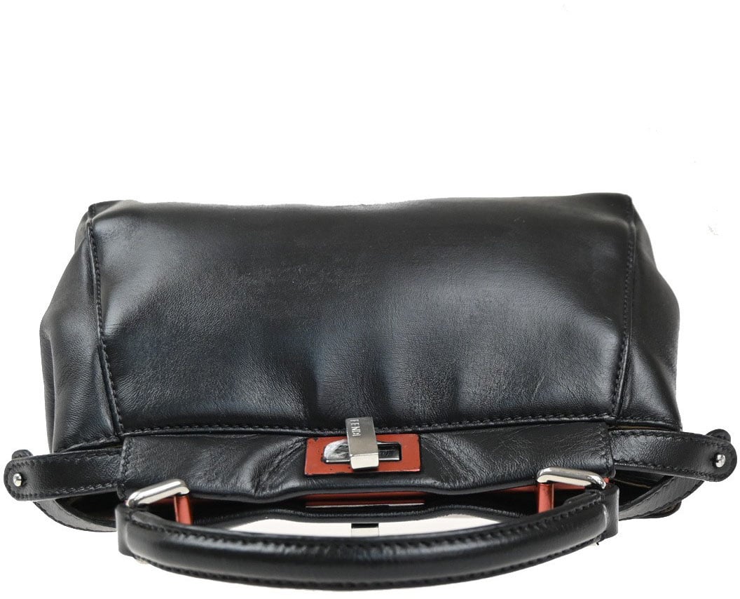 Fendi Fendi FENDI Peekaboo logo cuir leather mini Zwart
