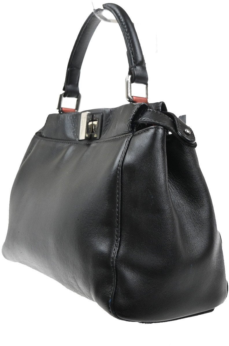 Fendi Fendi FENDI Peekaboo logo cuir leather mini Zwart