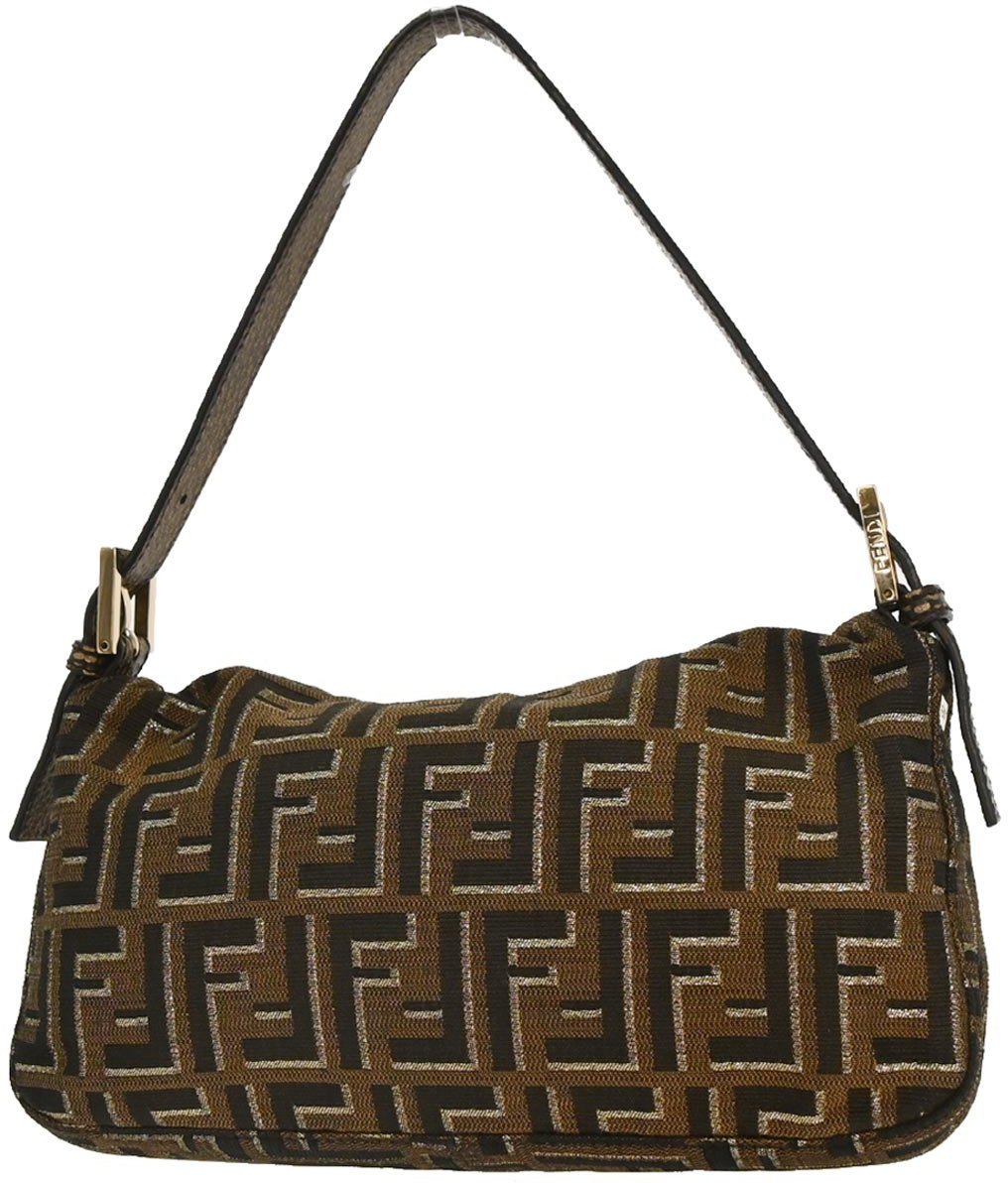 Fendi Fendi Baguette Bag Embroidered Leather Bruin