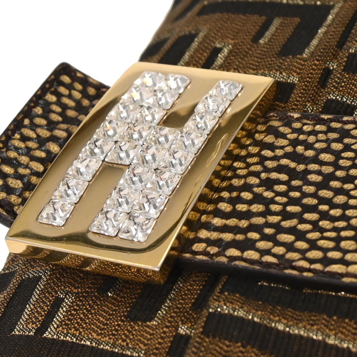 Fendi Fendi Baguette Bag Embroidered Leather Bruin