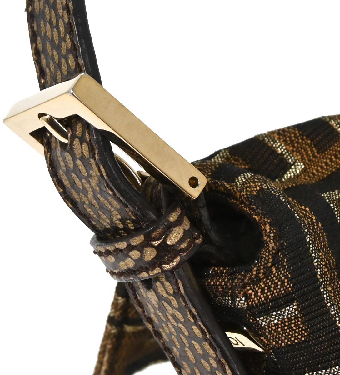 Fendi Fendi Baguette Bag Embroidered Leather Bruin