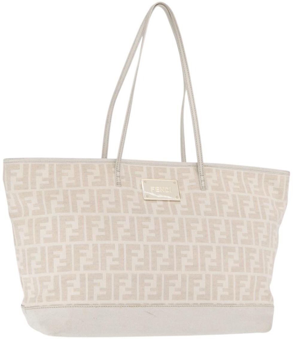 Fendi Fendi Roll Tote Zucca Canvas and Leather Large Beige