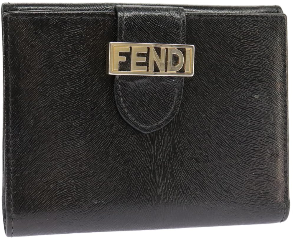 Fendi Fendi Bifold Flat Wallet Joshua Vides Printed Leather Zwart