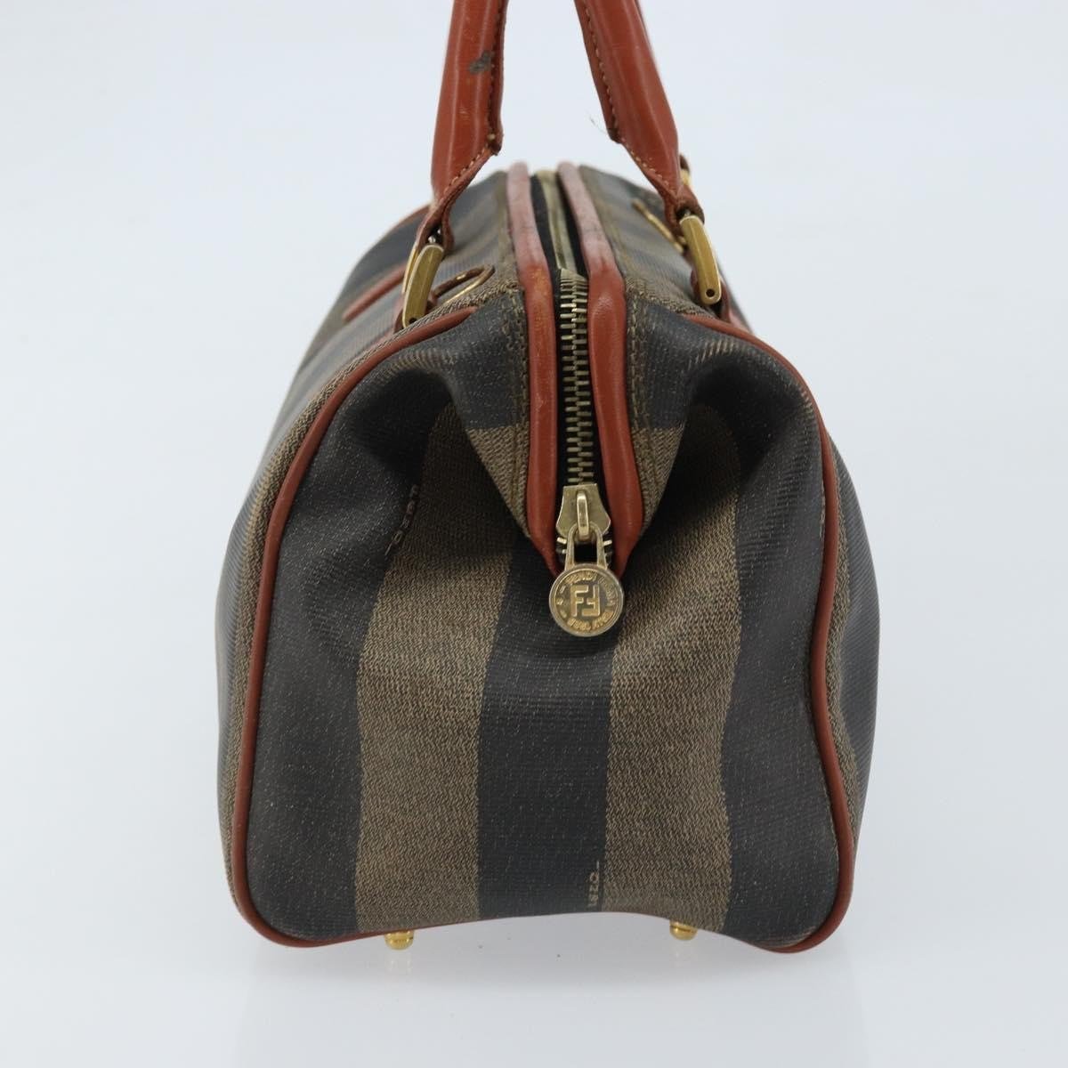 Fendi Vintage Pequin Convertible Boston Bag Coated Canvas Mini Bruin