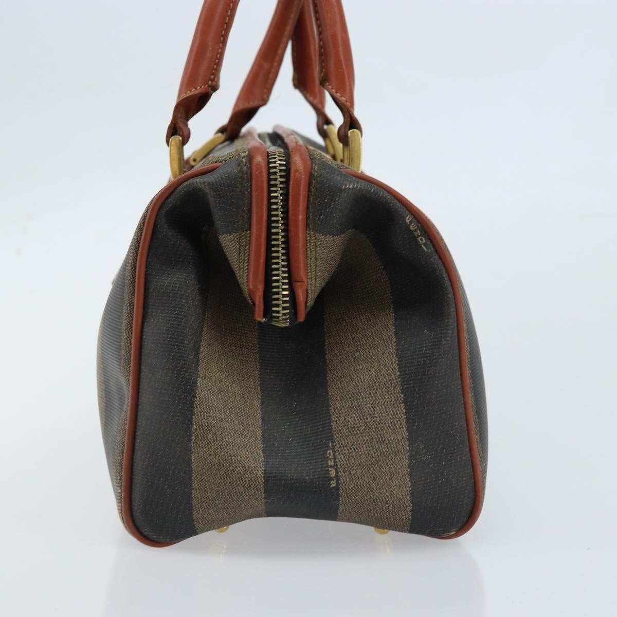 Fendi Vintage Pequin Convertible Boston Bag Coated Canvas Mini Bruin