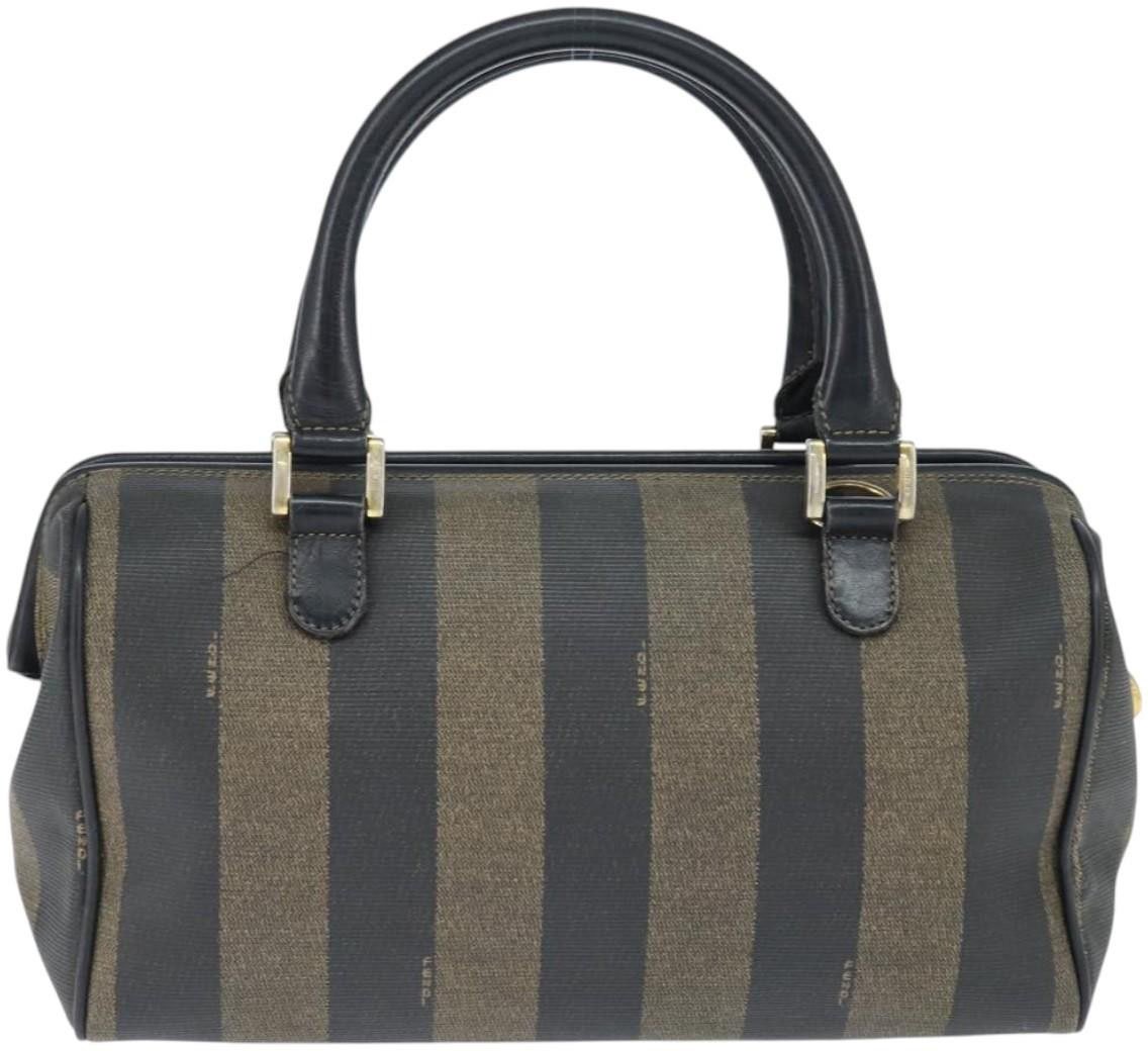 Fendi Fendi Vintage Pequin Boston Bag Coated Canvas Mini Bruin