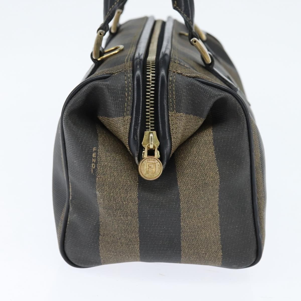 Fendi Fendi Vintage Pequin Boston Bag Coated Canvas Mini Bruin