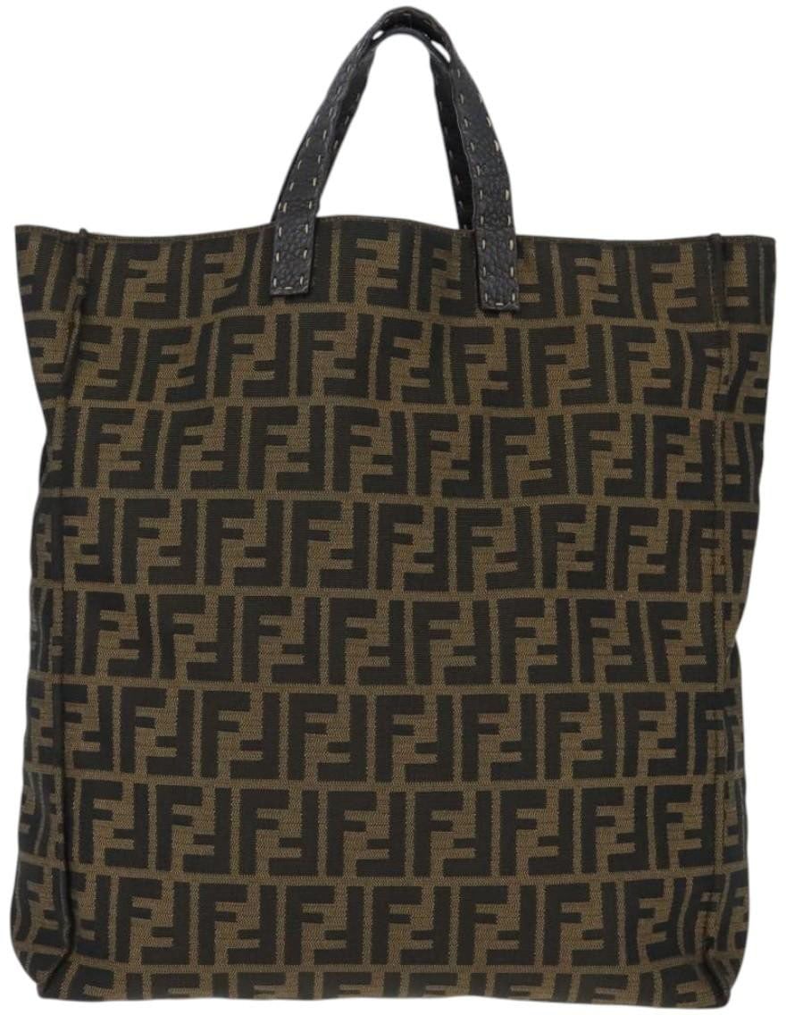 Fendi Fendi Open Shopping Tote Zucca Canvas Tall Bruin