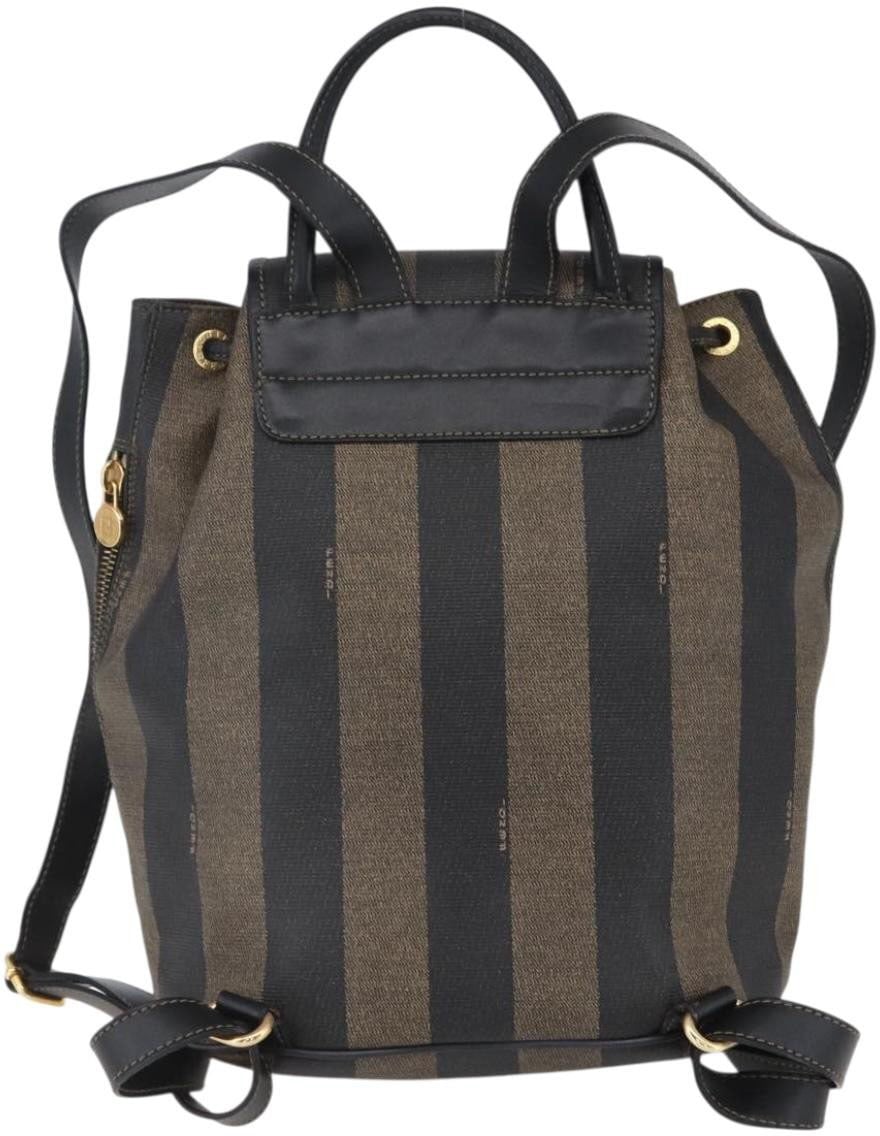 Fendi Fendi Pequin Front Pocket Backpack Coated Canvas Mini Bruin