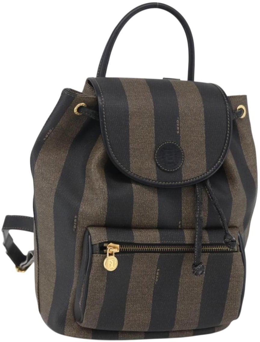 Fendi Fendi Pequin Front Pocket Backpack Coated Canvas Mini Bruin