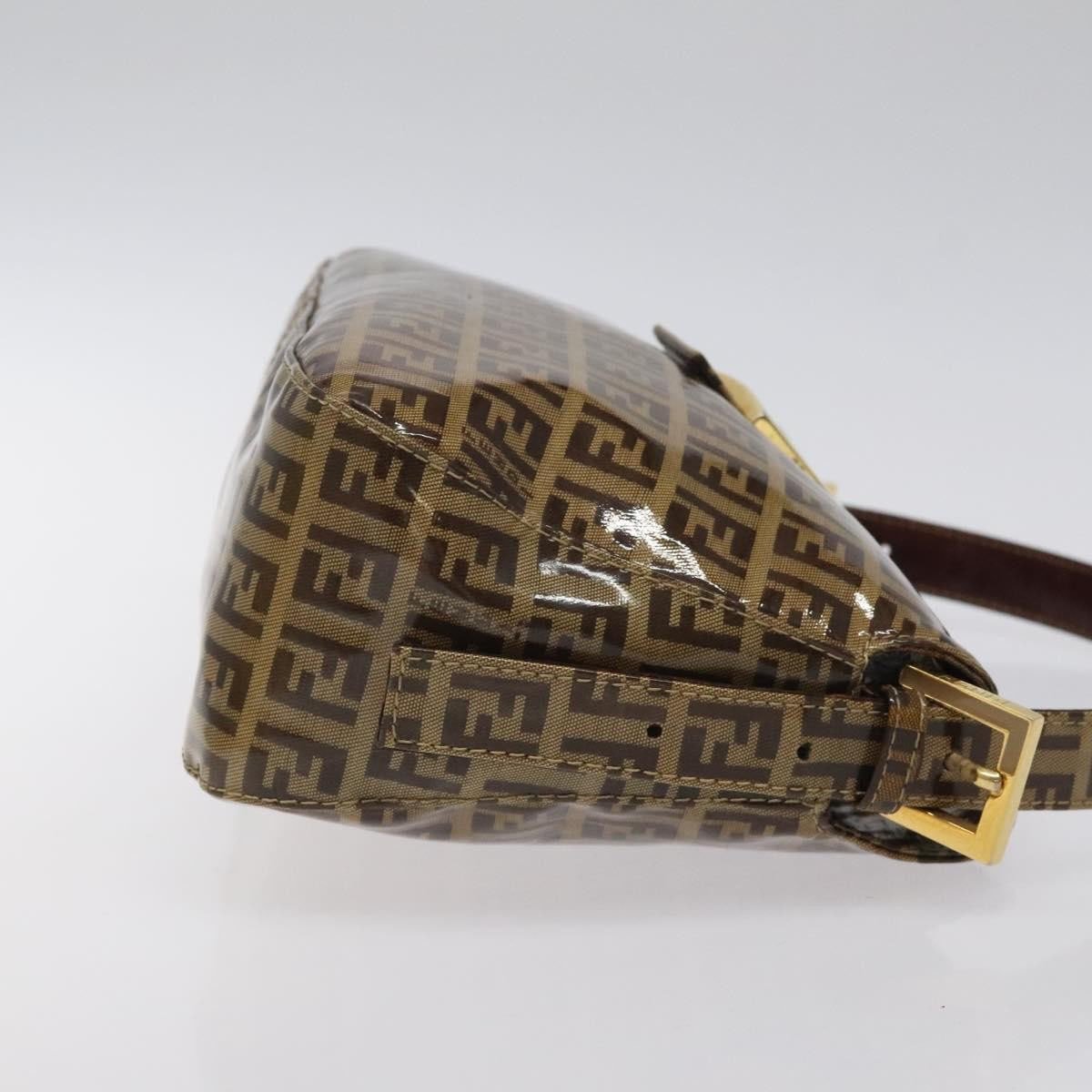 Fendi Fendi Vintage FF Buckle Curved Hobo Zucchino Coated Canvas Small Bruin