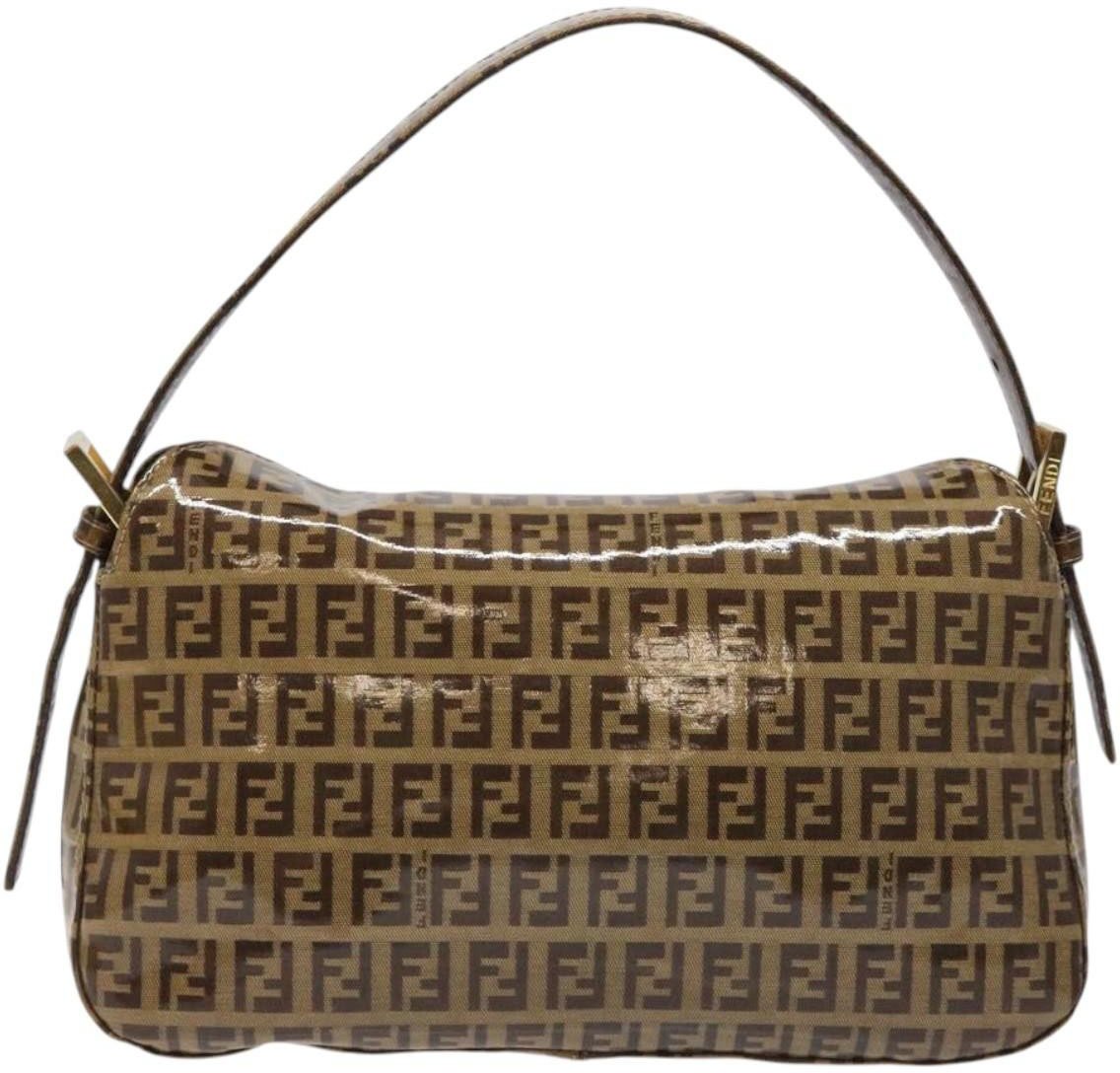 Fendi Fendi Vintage FF Buckle Curved Hobo Zucchino Coated Canvas Small Bruin