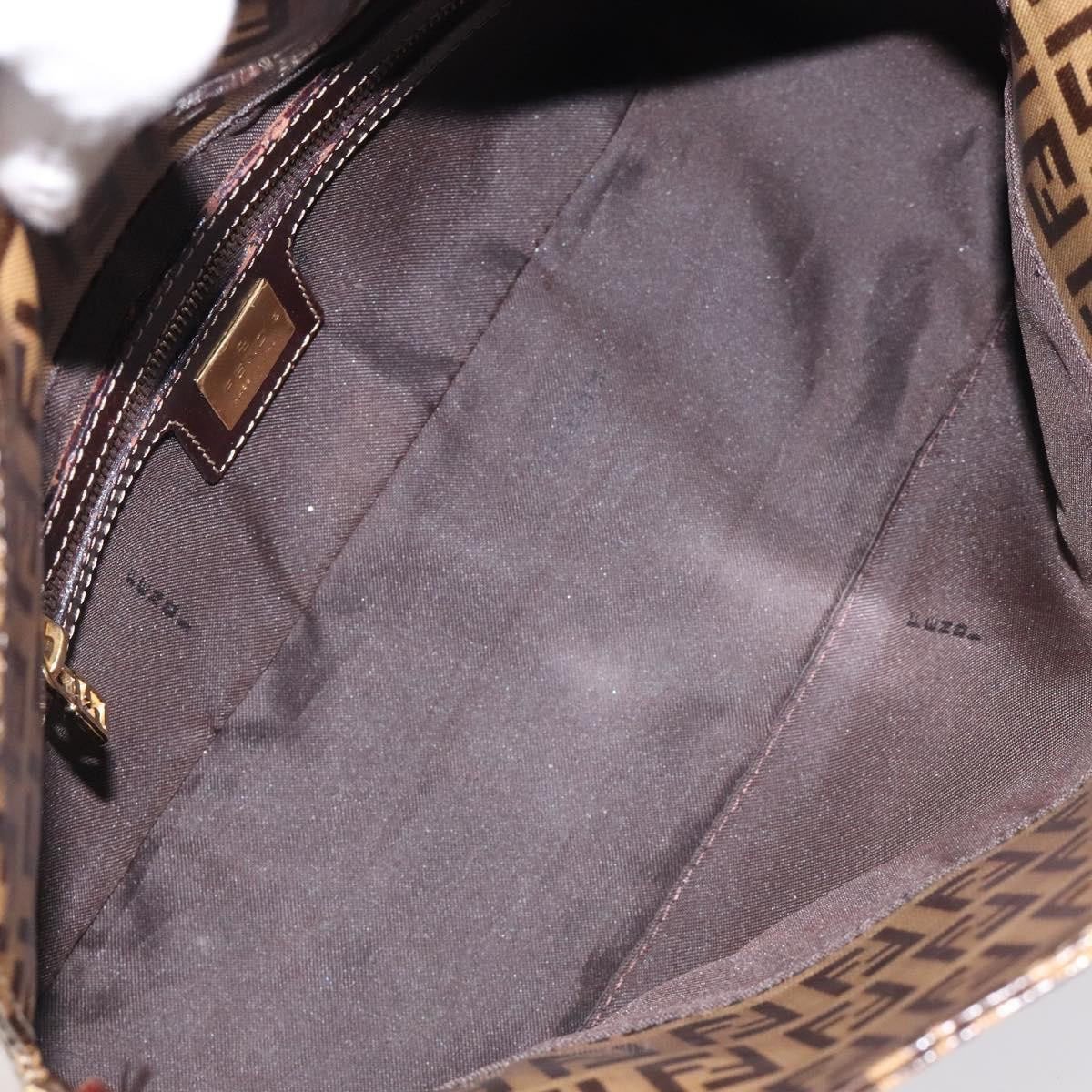 Fendi Fendi Vintage FF Buckle Curved Hobo Zucchino Coated Canvas Small Bruin