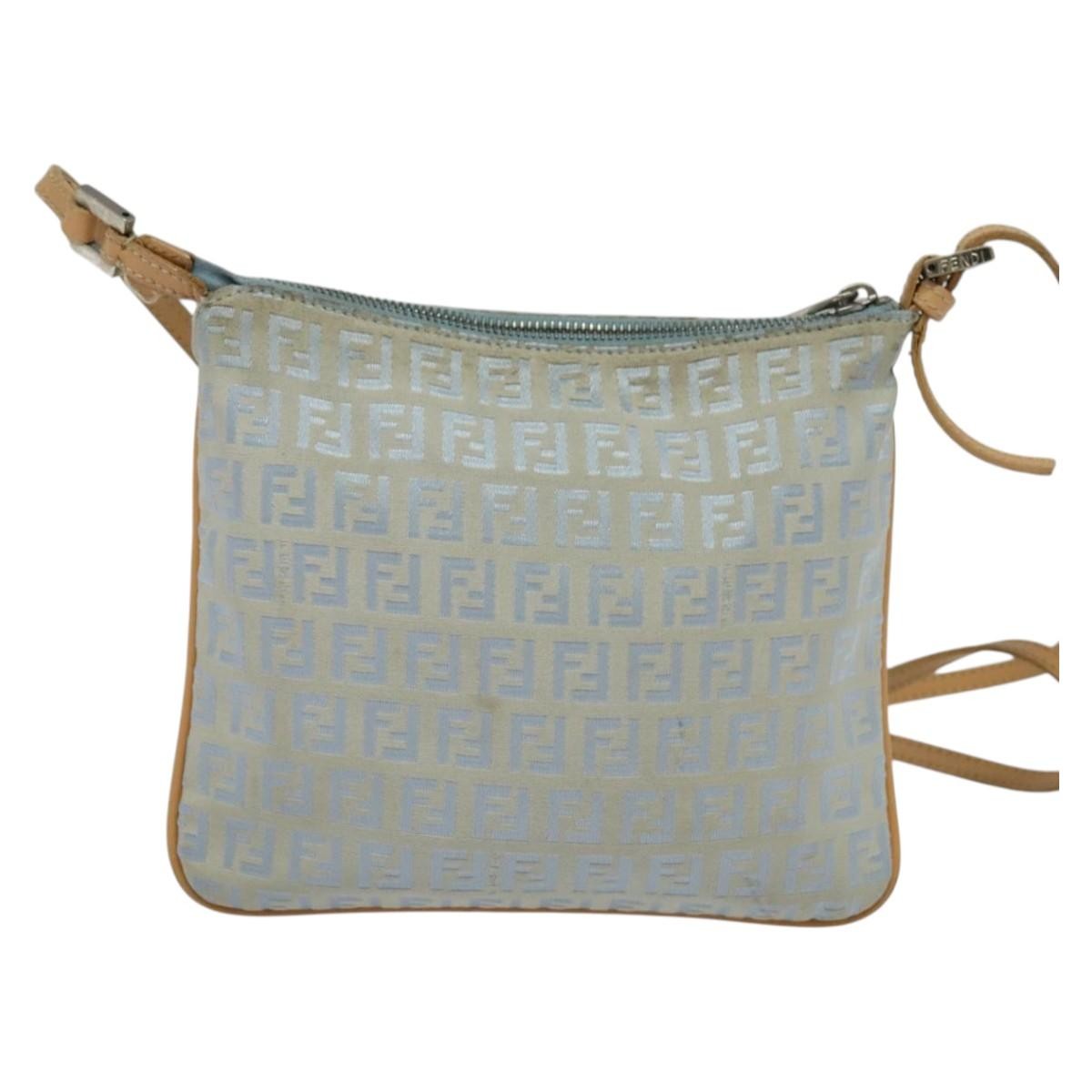 Fendi Fendi Vintage Flat Crossbody Bag Zucchino Canvas Mini Blauw